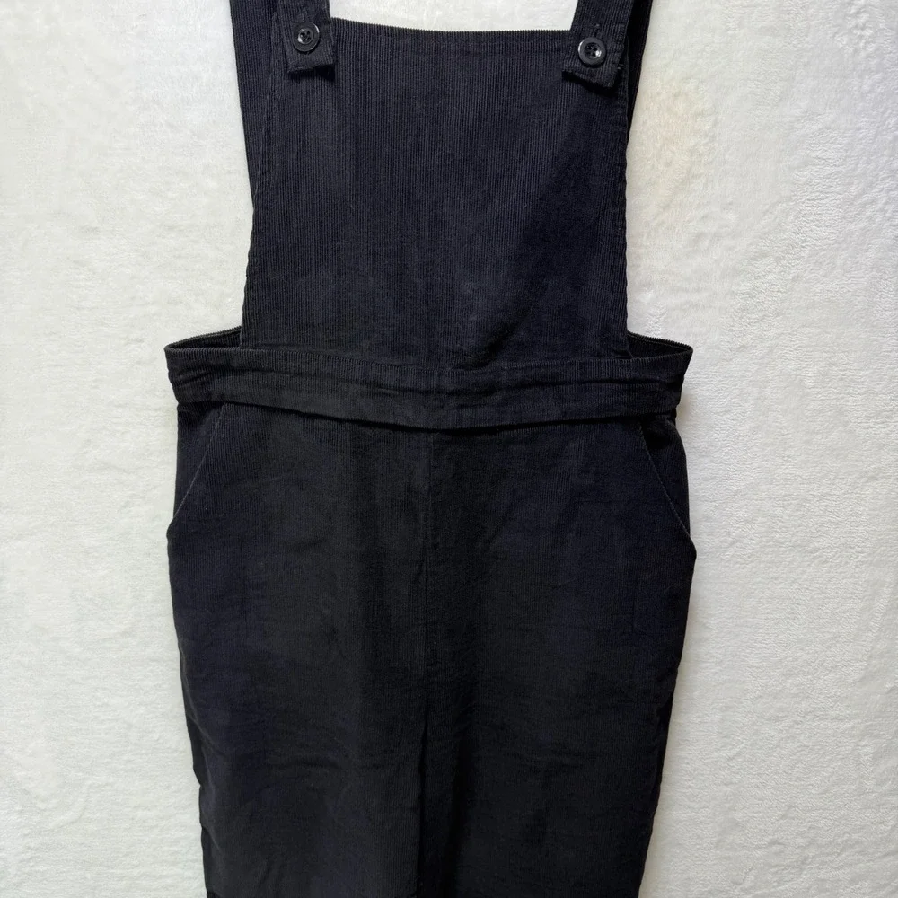 Nasty Gal Black Corduroy Flare Leg Overalls Jumpsuit Size 4 Mod Grunge Hippie - Picture 4 of 16